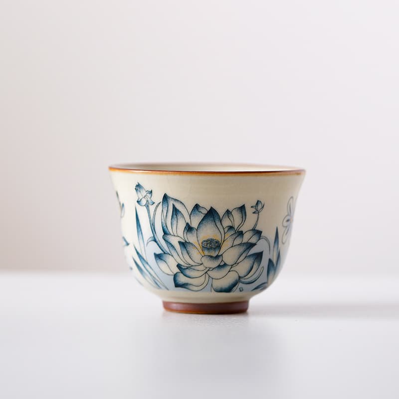 Jingdezhen Ru porcelain tea set and guest cups